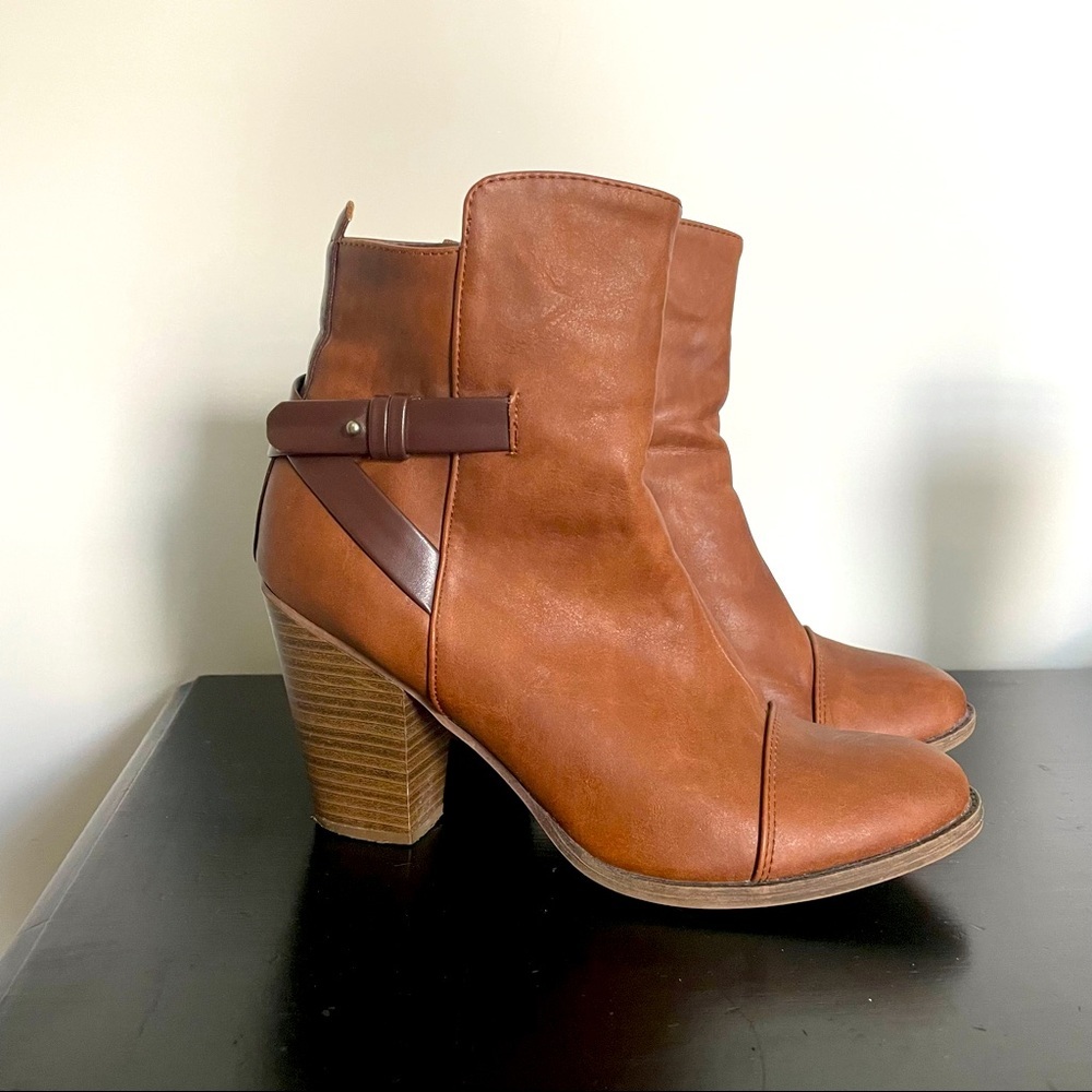 Breckelles Cognac Heeled Booties